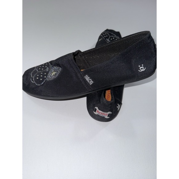 BOBS by Skechers Black Slip On Flats Dog Cat Face Stars Memory Foam Women's 9.5 - Picture 5 of 9